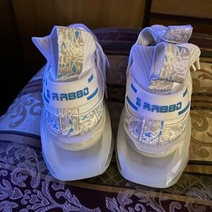 Kids White and Blue Sneakers